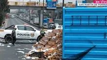 Caos vehicular en SMP: volcadura de camión con mangos bloquea un carril en la Panamericana