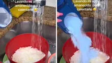 Joven sorprende al lavar el arroz con detergente y usuarios quedan atónitos: “Te falto el suavizante”