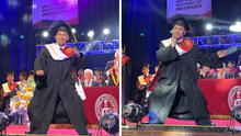 Joven se graduó de la UNI y se puso a bailar en plena graduación: “Felicidades, campeón”