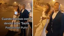 Pareja de recién casados subieron a combi tras su boda y usuarios afirman: “Ahorro es progreso”