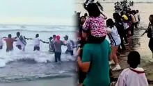 Hinchas de Alianza Lima hacen cadena humana y salvan a dos personas de ahogarse en playa de Ventanilla