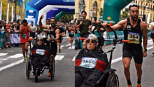 Eric Domingo, el joven que corrió una maratón junto a su mamá en silla de ruedas: "Quiero pasar tiempo con ella"