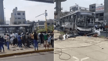 Bus del Corredor Morado choca contra poste en av. Próceres de SJL y deja 8 pasajeros heridos