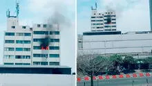 Reportan incendio en edificio cerca al Centro Cívico de Lima: llamas consumen uno de los pisos