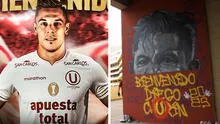 Universitario presentó a Diego Churín como flamante '9' con peculiar mural de grafiti en el Monumental