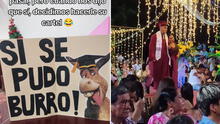 Familia sorprende a joven con singular cartel en graduación: “Si se pudo, burro”