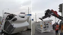 Accidente en el Callao: tráiler se voltea en Óvalo Cantolao afectando el tránsito en Gambeta y Faucett