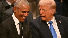 Trump y Obama fueron captados sonriendo en velorio del expresidente de USA Jimmy Carter pese a sus posturas políticas