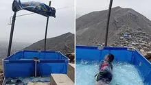 Peruana instala piscina en la cima de cerro y sorprende a usuarios con la vista: "¿Es Marte?"