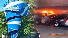 Estacionamiento de Disneyland arde en llamas: fuego se propagó luego que vehículo se incendie involuntariamente