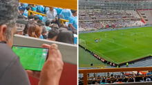 Hincha se sienta en una tribuna del Estadio Nacional para disfrutar del Cristal vs. Palmeiras, pero sigue el partido en su celular