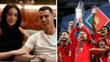 Emotiva celebración de Cristiano Ronaldo y Georgina tras ganar la UEFA Nations League Emotiva celebración de Cristiano Ronaldo y Georgina tras ganar la UEFA Nations League