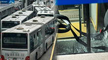 Lanzan objeto a bus del Metropolitano en movimiento y ocasiona que más de 50 queden varados en la Vía Expresa