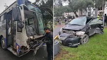 Violento choque entre corredor azul y auto deja varios heridos del personal ATU en Cercado de Lima
