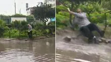 Adulto mayor sufre aparatosa caída por agua empozada tras lluvias fuera de hospital en Villa El Salvador Adulto mayor sufre aparatosa caída por agua empozada tras lluvias fuera de hospital en Villa El Salvador