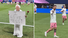 Mujer de 98 años sorprende a Lionel Messi en partido de Inter Miami con peculiar mensaje y es viral: "Cásate conmigo" Mujer de 98 años sorprende a Lionel Messi en partido de Inter Miami con peculiar mensaje y es viral: "Cásate conmigo"