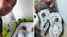 Padre muestra cómo se organiza con sus gemelos, incluso al ducharse, y sorprende: “No hay que estresarse”