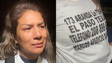 Migrante peruana cruza la frontera de EE.UU. con dirección de su destino impresa en su camiseta Migrante peruana cruza la frontera de EE.UU. con dirección de su destino impresa en su camiseta