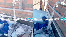Mujer deja abierto el caño para lavar su ropa, pero el agua se congela ante el intenso frío en Huancayo: “Diosito, cierra el refri”
