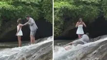 Novio iba a pedirle matrimonio a su pareja en cascada, pero terminó cayendo: "Y se marchó..." Novio iba a pedirle matrimonio a su pareja en cascada, pero terminó cayendo: "Y se marchó..."