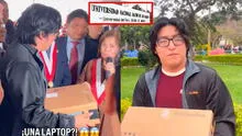 Premian a ‘Gusano Legendario’ de la UNMSM con una laptop durante almuerzo especial por Fiestas Patrias: “Valió acampar una semana”