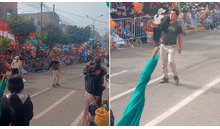 Peruano participa presuntamente ebrio en desfile de Fiestas Patrias y causa furor en redes: "El sargento Huascarán"