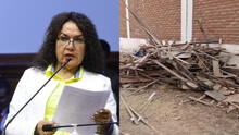 Derrumban parte de la vivienda de la congresista María Acuña que se construyó en plena vía pública en Pimentel Derrumban parte de la vivienda de la congresista María Acuña que se construyó en plena vía pública en Pimentel