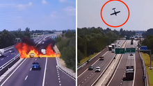 Tragedia aérea conmociona Italia: video muestra cómo una avioneta explota al estrellarse en autopista y deja dos muertos