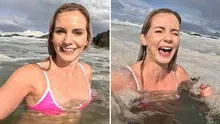 Influencer se baña sonriente en ‘espuma marina’ sin saber que eran aguas residuales: “Terrible error”