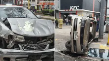 Aparatoso accidente en la av. Arequipa deja 6 heridos: auto terminó volcado tras despiste