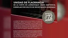 Unidad de Flagrancia de la Corte de Lambayeque logra sentencia ejemplar por delito de receptación agravada