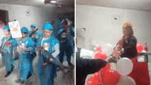 Obreros de construcción organizan su desfile militar usando materiales reciclados y redes estallan: "Hasta salió Dina"