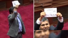 Congresistas Wilson Quispe y Jaime Quito protestan en plena votación para la Mesa Directiva: "Puno se respeta (...) abajo la dictadura"