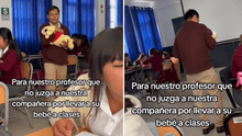 Docente se vuelve viral por conmovedor gesto con el bebé de su alumna en plena clase: “Eso es educar”