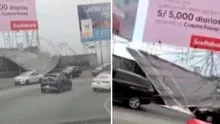 Cae enorme letrero en plena autopista de Cerro Centinela en Surco tras fuertes vientos en Lima