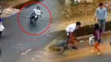 Pareja sufre accidente en moto por lluvias en Tarapoto y termina discutiendo tras resbalar varios metros Pareja sufre accidente en moto por lluvias en Tarapoto y termina discutiendo tras resbalar varios metros