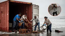 Contenedor que cayó en muelle del Callao terminó en playa de Chancay: vecinos encontraron sillas y mesas