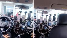 Taxista en aeropuerto Jorge Chávez sorprende al tener 11 celulares en su auto y en redes reaccionan: “Parece torre de control”