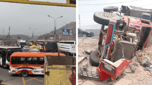 Camión se vuelca tras chocar con bus en la Panamericana Norte: accidente en Ancón deja un herido y caos vehicular