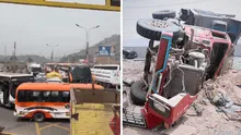 Camión se vuelca tras chocar con bus en Ancón: accidente deja un herido y caos vehicular en la Panamericana Norte