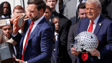 Vice President JD Vance drops trophy during Ohio State football's White House visit