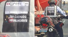 Motociclista peruano desata risas al usar chaleco, pero con insólita frase: “Soy cachudo, no delincuente”