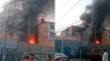 Reportan feroz incendio en taller de la avenida Huarochiri, en Ate: siniestro afecta tres pisos del inmueble