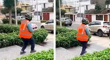 Repartidor motorizado se va corriendo con pedido durante temblor de 6,1 que sacudió Lima y Callao