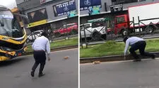 Chofer de bus desata risas al intentar atrapar un cuy en plena pista: "Se cayó la encomienda"