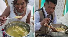 Matrimonio huancavelicano sorprende con gigantesco caldo, pero usuarios dicen: "La cuchara es una ofensa"