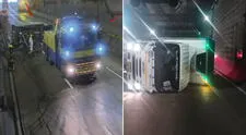 Cierran tramo de la Línea Amarilla: camión se vuelca dentro de túnel cerca de puente Bella Unión