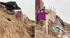 Censista sube con cuidado a lo alto de un cerro para llegar a una vivienda y en redes reaccionan: “Va a censar a Diosito”