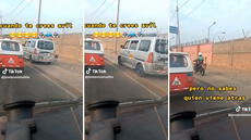 Carro se sube a la vereda, pero policía lo sigue: "Adoro los finales felices"