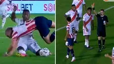 Luis Advíncula se ganó la expulsión por terrible falta y dejó a Perú con 10 hombres ante Paraguay